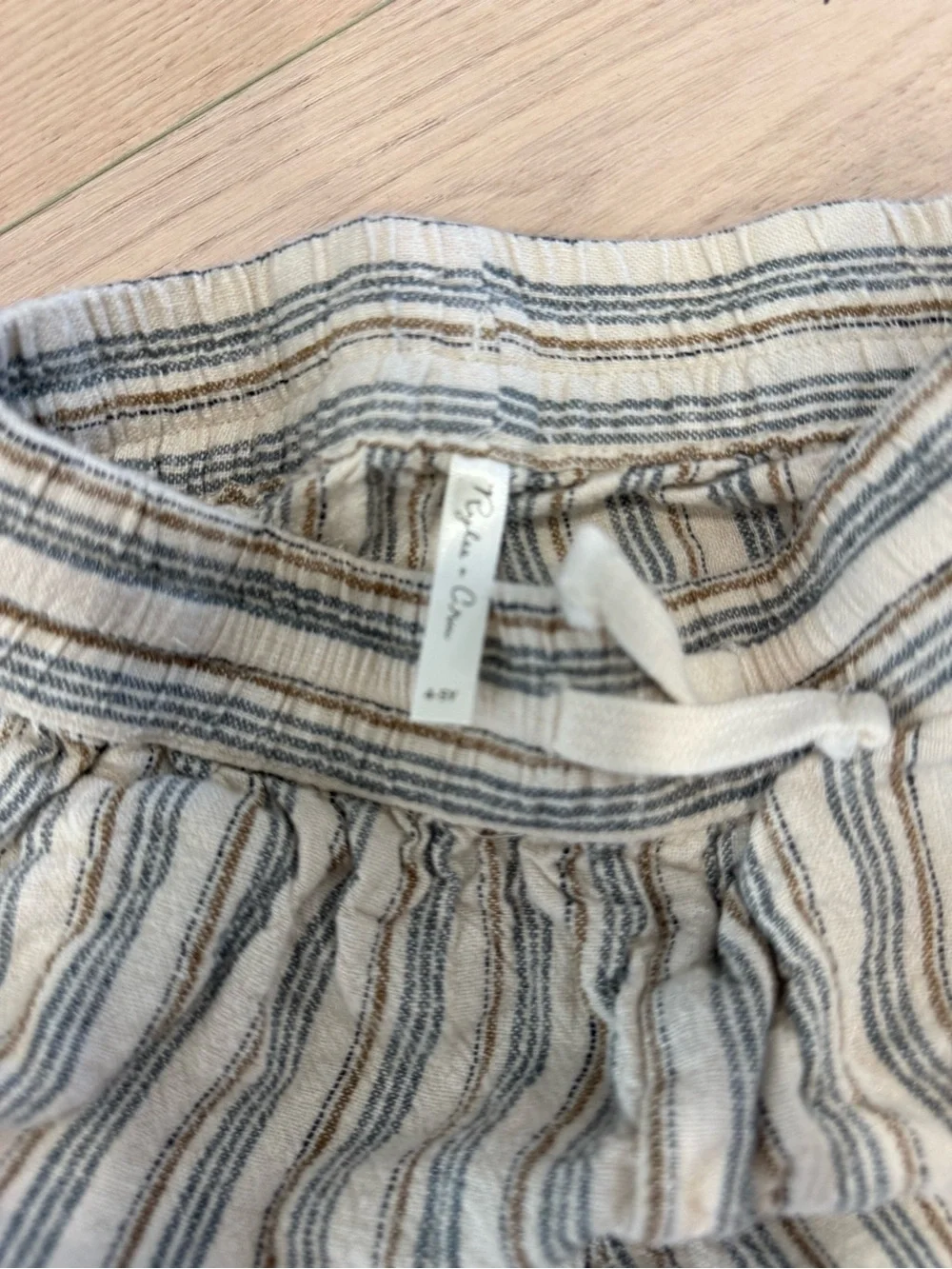 Rylee + Cru Cream and Blue Striped Kids Shorts | 4-5Y
